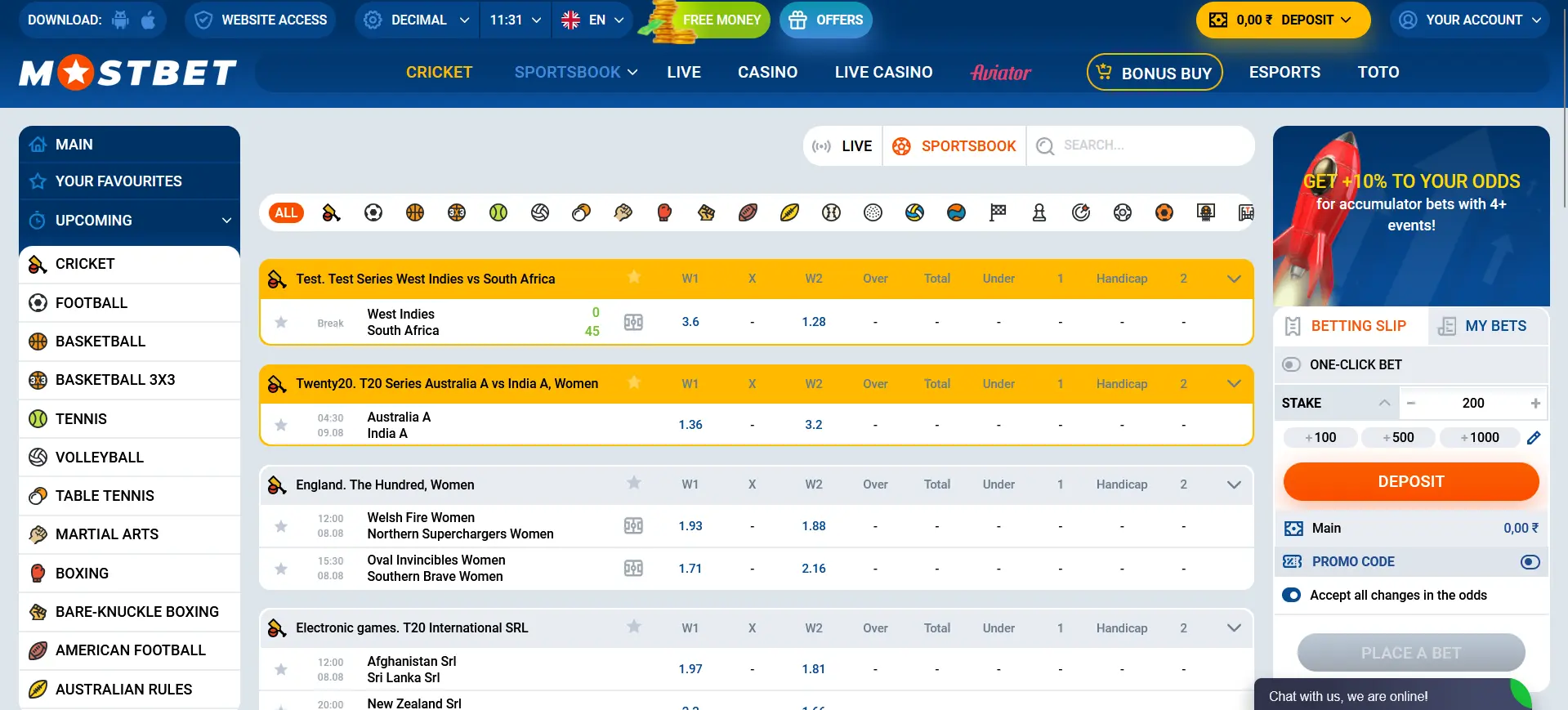 Available sports for betting at Mostbet India Available sports for betting at Mostbet India