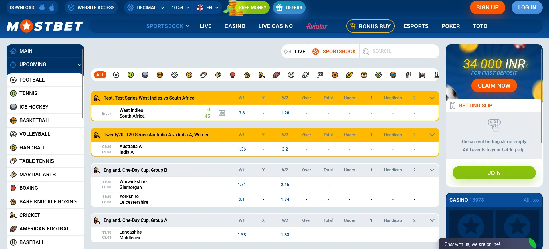 Available sports in the Mostbet line Available sports in the Mostbet line