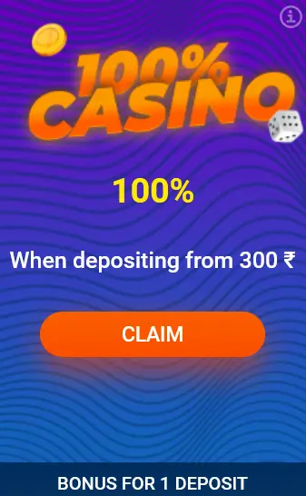 Bonus on 1st deposit 100% Casino