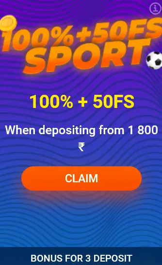 Bonus on 3rd deposit 100% + 50FS Sports