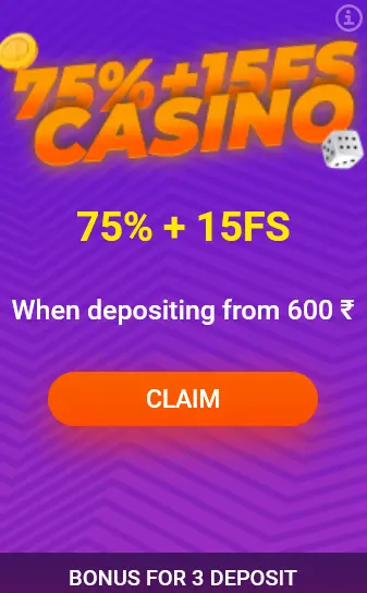 Bonus on 3rd deposit 75% + 15FS Casino Bonus on 3rd deposit 75% + 15FS Casino