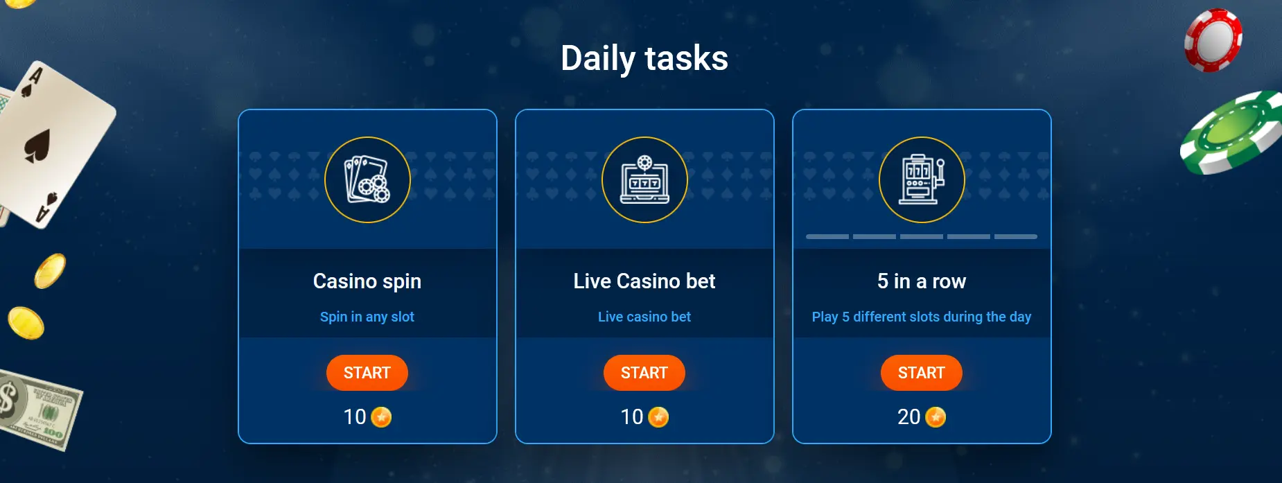 Examples of daily tasks in Mostbet